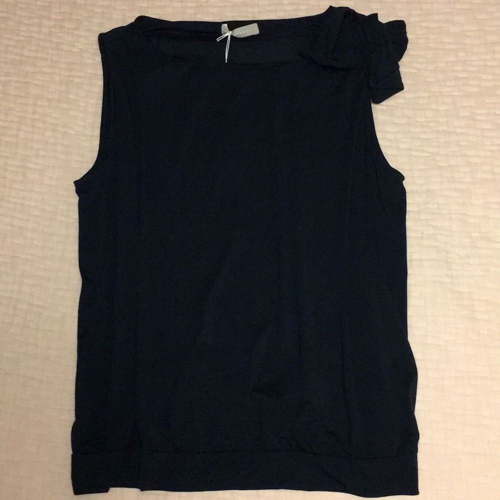 Navy blue sleeveless blouse